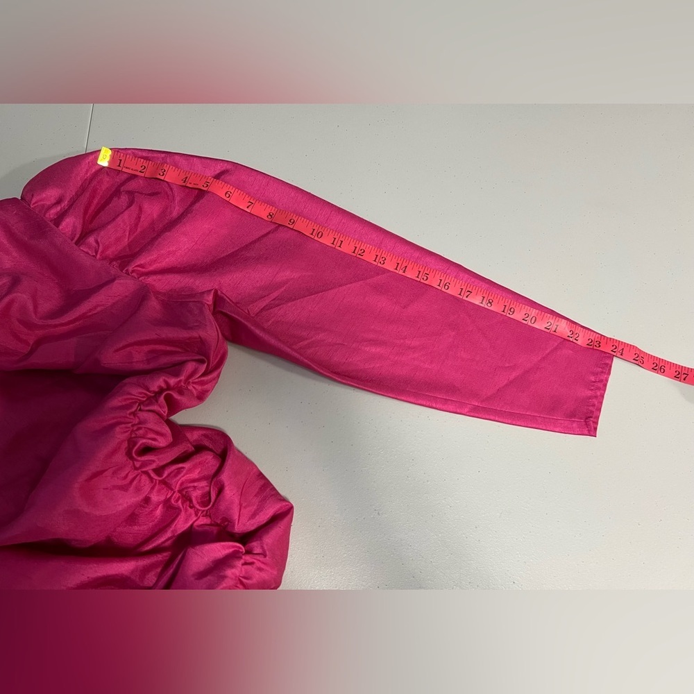 Aritzia WILFRED Rhapsody One Shoulder Long Sleeve Dress in Electron Fuchsia - Picture 15 of 16